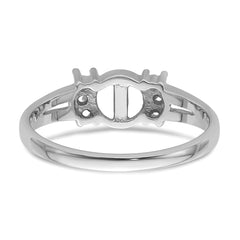 14k White Gold 6mm Pearl & Diamond Ring Mounting (No Stone Included)