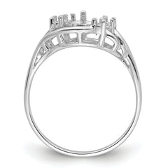 14k White Gold 6mm Pearl & Diamond Ring Mounting (No Stone Included)