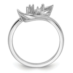 14k White Gold 6mm Pearl & Diamond Ring Mounting (No Stone Included)