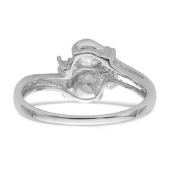 14k White Gold 5.5mm Pearl & Diamond Ring Mounting (No Stone Included)