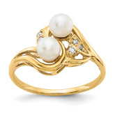 14k 4mm Fresh Water Cultured Pearl AA Diamond ring
