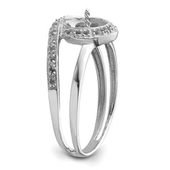 14k White Gold 7.5mm Pearl & Diamond Ring Mounting (No Stone Included)