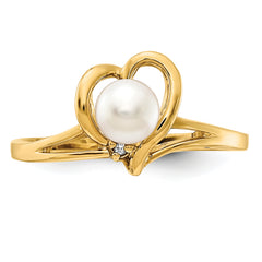 14k 4.5mm Fresh Water Cultured Pearl AA Diamond ring