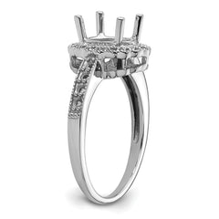 14k White Gold Diamond / 8x6mm Oval Gemstone Halo Ring Mounting (No Stone Included)