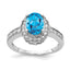 14k White Gold 8x6mm Oval Blue Topaz AA Diamond ring