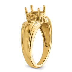 14k 8x6mm Oval Gemstone & .10ct. Diamond Ring Mounting (No Stone Included)