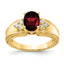 Oval Garnet AA Diamond Ring in 14K Yellow Gold (1/10 ct. tw.), Size 6 - Sophia Jewelers