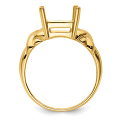 14k 11x9mm Emerald Cut Gemstone Ring Mounting (No Stone Included)