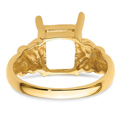 14k 11x9mm Emerald Cut Gemstone Ring Mounting (No Stone Included)