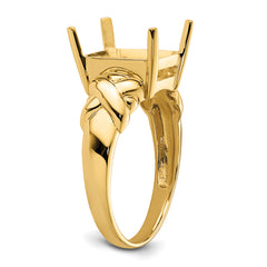 14k 11x9mm Emerald Cut Gemstone Ring Mounting (No Stone Included)