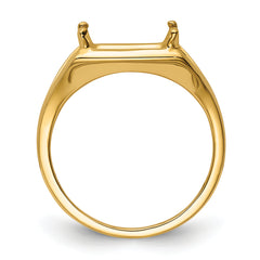 14k 9x7mm Emerald-cut East-West Gemstone Ring Mounting (No Stone Included)