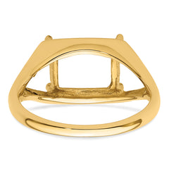 14k 9x7mm Emerald-cut East-West Gemstone Ring Mounting (No Stone Included)