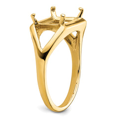 14k 9x7mm Emerald-cut East-West Gemstone Ring Mounting (No Stone Included)