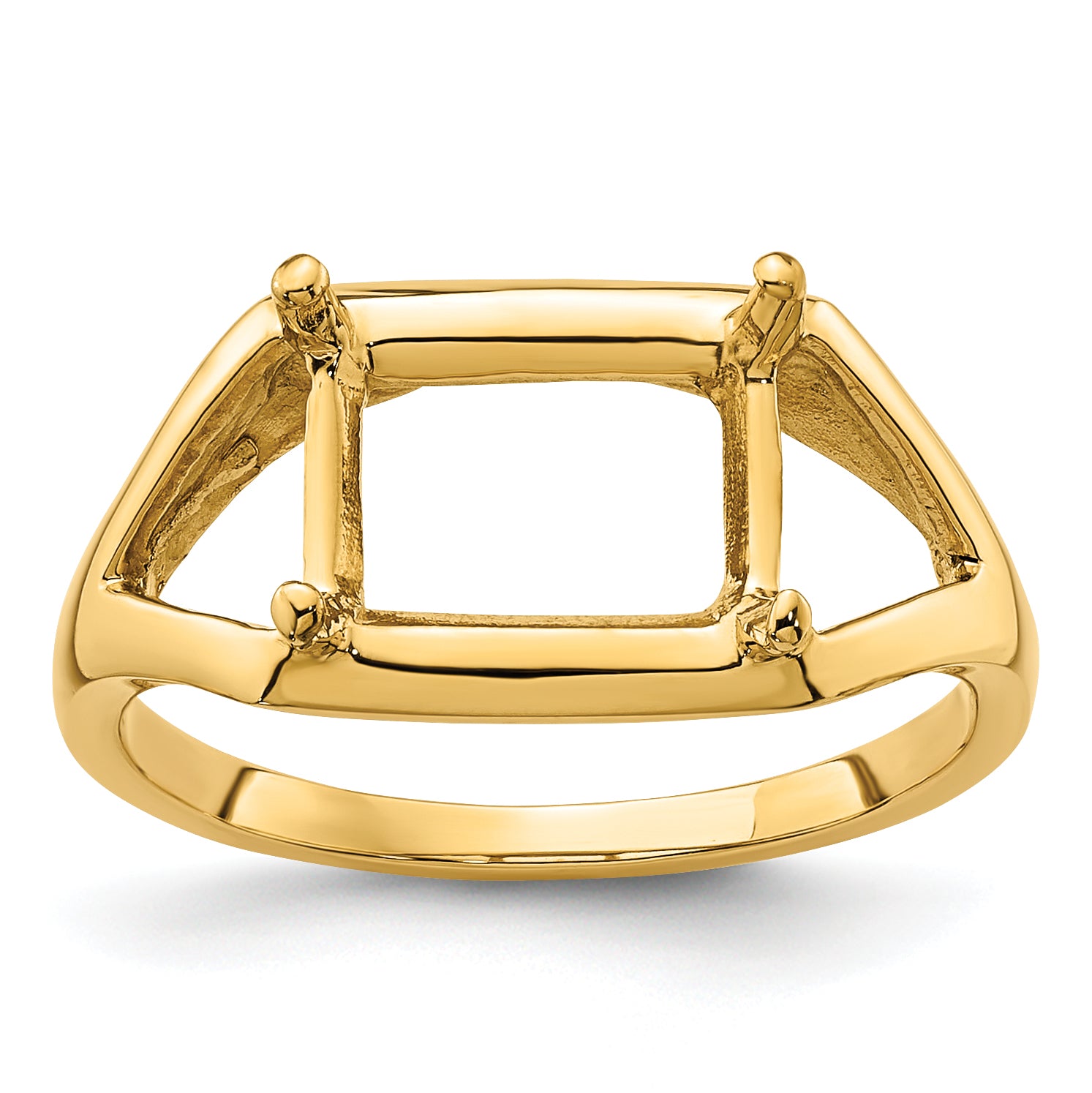 14k 9x7mm Emerald-cut East-West Gemstone Ring Mounting