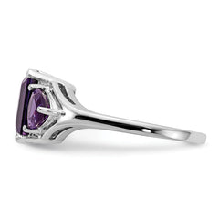 14k White Gold Amethyst 3-Stone Ring