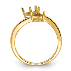 14k Two 5mm Heart Gemstone Ring Mounting (No Stone Included)