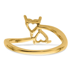 14k Two 5mm Heart Gemstone Ring Mounting (No Stone Included)