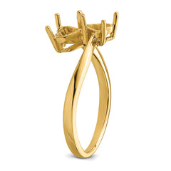 14k Two 5mm Heart Gemstone Ring Mounting (No Stone Included)