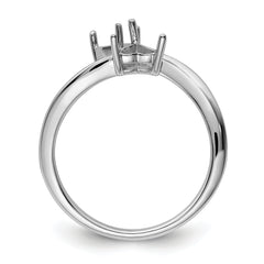 14k White Gold Two 5mm Heart Gemstone Ring Mounting (No Stone Included)