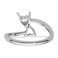 14k White Gold Two 5mm Heart Gemstone Ring Mounting (No Stone Included)