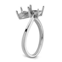 14k White Gold Two 5mm Heart Gemstone Ring Mounting (No Stone Included)