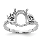 14k White Gold Diamond / 10x8mm Oval Gemstone Ring Mounting