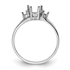 14k White Gold Diamond and 7x5 Pear Gemstone Ring Mounting (No Stone Included)