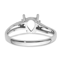14k White Gold Diamond and 7x5 Pear Gemstone Ring Mounting (No Stone Included)