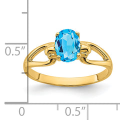 14k 7x5mm Oval Blue Topaz ring