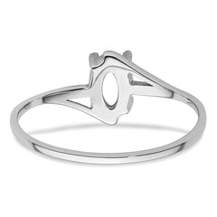 14k White Gold 6x4mm Oval Gemstone Ring Mounting (No Stone Included)