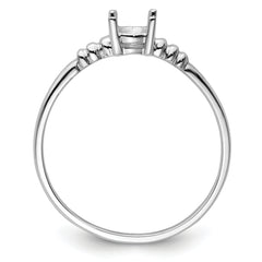 14k White Gold 6x4mm Oval Gemstone Ring Mounting (No Stone Included)