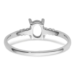 14k White Gold 6x4mm Oval Gemstone Ring Mounting (No Stone Included)