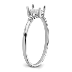 14k White Gold 6x4mm Oval Gemstone Ring Mounting (No Stone Included)