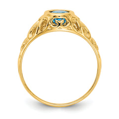 14k 7x5mm Oval Blue Topaz ring