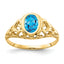 Oval Blue Topaz Ring in 14K Yellow Gold, 2mm, Size 6 - Sophia Jewelers