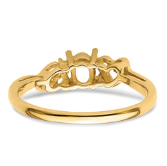 14k Diamond / 6x4mm Oval Gemstone Ring Mounting (No Stone Included)