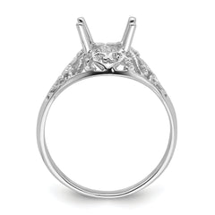 14k White Gold 8x6mm Oval Gemstone Ring Mounting (No Stone Included)