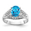 Oval Blue Topaz Ring in 14K White Gold, 2mm, Size 6 - Sophia Jewelers