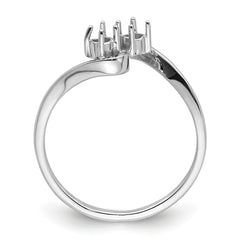 14k White Gold Two 3mm Round Gemstone Ring Mounting (No Stone Included)