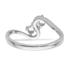 14k White Gold Two 3mm Round Gemstone Ring Mounting (No Stone Included)