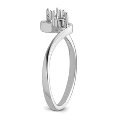 14k White Gold Two 3mm Round Gemstone Ring Mounting (No Stone Included)