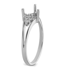 14k White Gold Diamond / 6mm Trillion Gemstone Ring Mounting (No Stone Included)