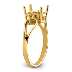 14k Diamond / 8x6mm Emerald-cut Gemstone Ring Mounting (No Stone Included)