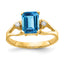 14k 8x6mm Emerald Cut Blue Topaz AA Diamond ring