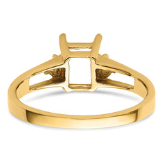 14k Diamond / 7x5mm Emerald-cut Gemstone Ring Mounting (No Stone Included)