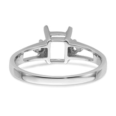 14k White Gold Diamond/7x5mm Emerald-cut Gemstone Ring Mounting (No Stone Included)