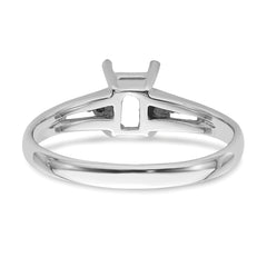 14k White Gold Diamond/6x4mm Emerald-cut Gemstone Ring Mounting (No Stone Included)