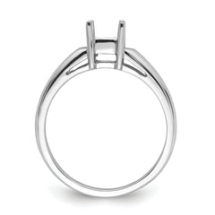 14k White Gold 4mm Princess Gemstone Ring Mounting (No Stone Included)