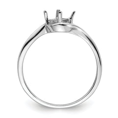 14k White Gold 4mm Princess Gemstone Ring Mounting (No Stone Included)