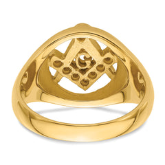 14k Men's Polished and Textured Masonic Ring Mounting (No Stone Included)